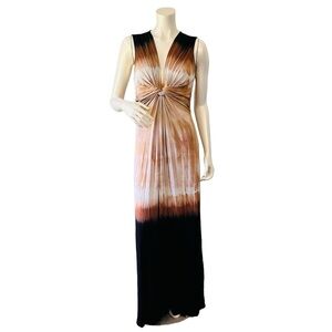 Boston Proper black & tan maxi sleeveless tye dye dress Large